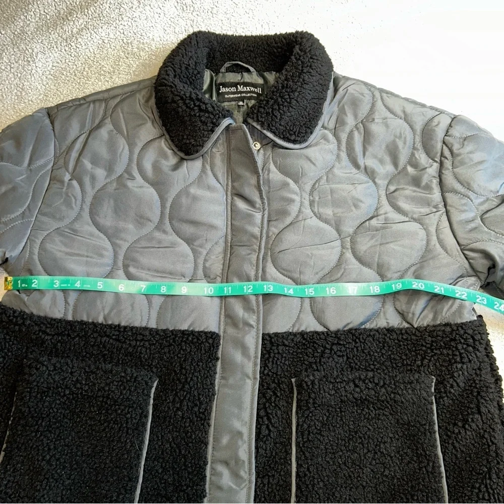 Jason Maxwell Black and Gray Teddy Jacket with Quilted Design